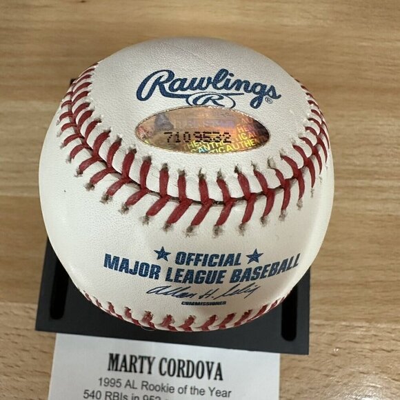 Marty Cordova Signed Autographed Baseball “95 AL ROY” Tristar 7109532 - Picture 3 of 5